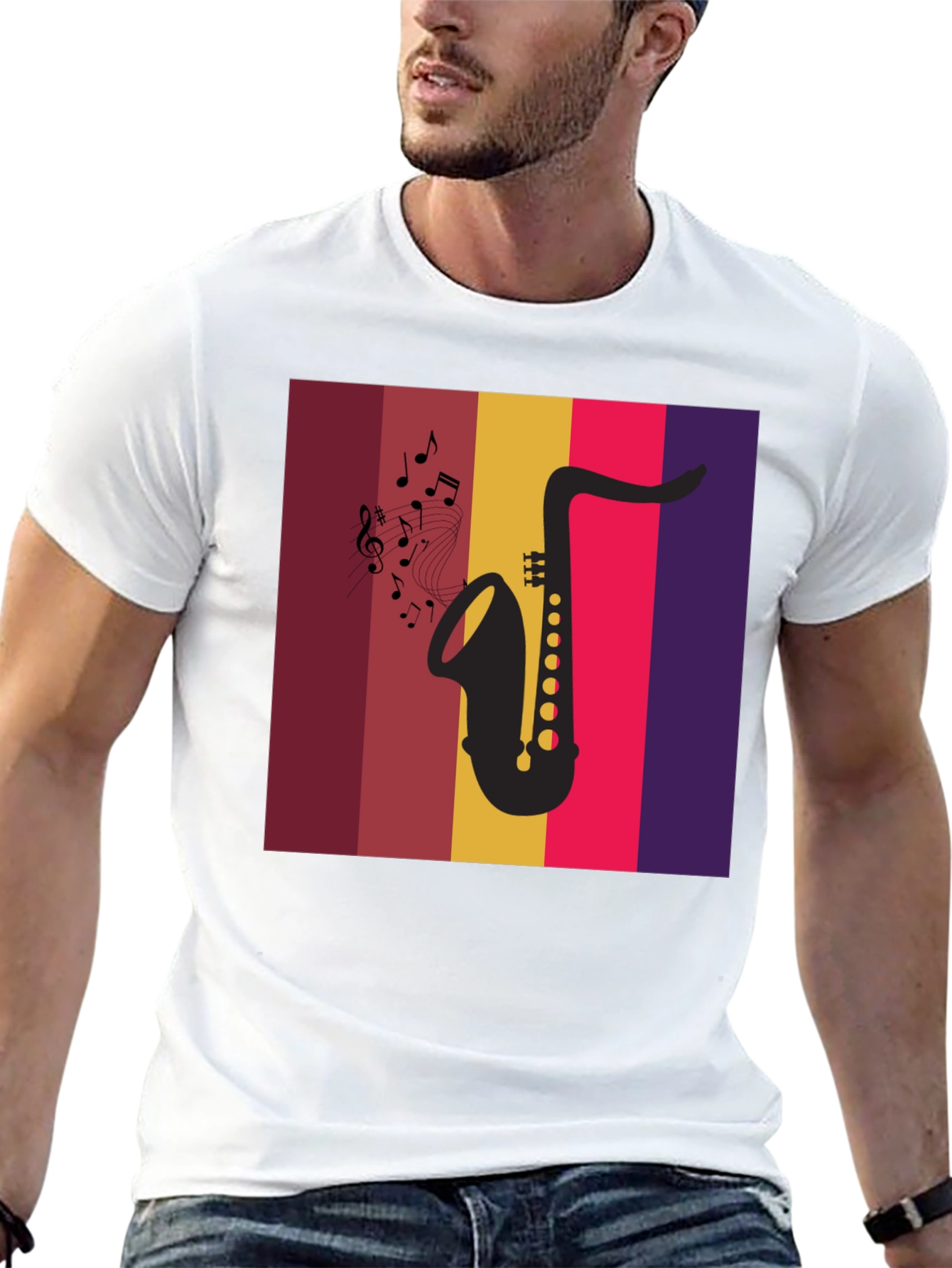 Saxophone Music Graphic Tee - Retro Style
