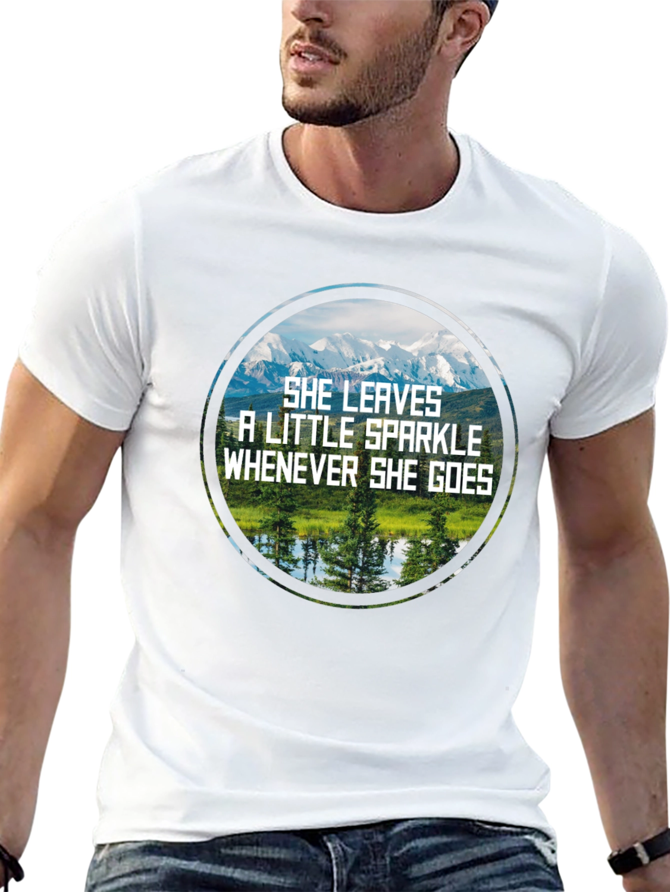 Sparkle Mountain Scene Black T-Shirt