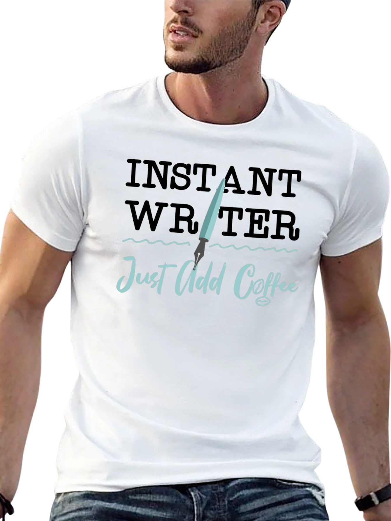 Instant Writer Just Add Coffee Black T-Shirt