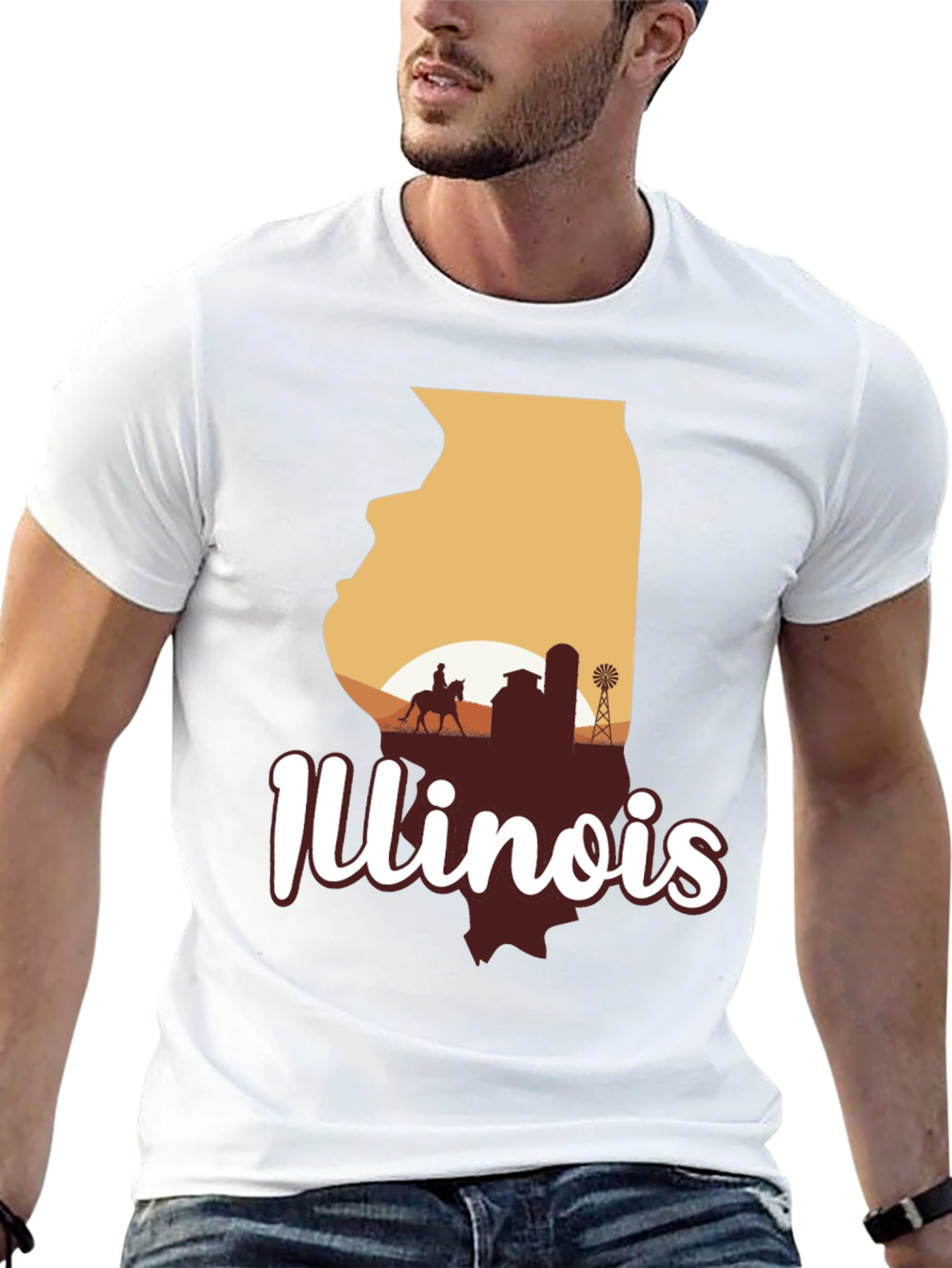 Illinois State Silhouette Graphic Tee - Black