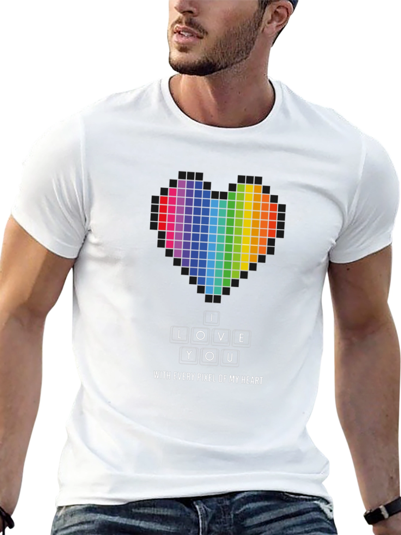 Pixel Heart I Love You Graphic T-Shirt
