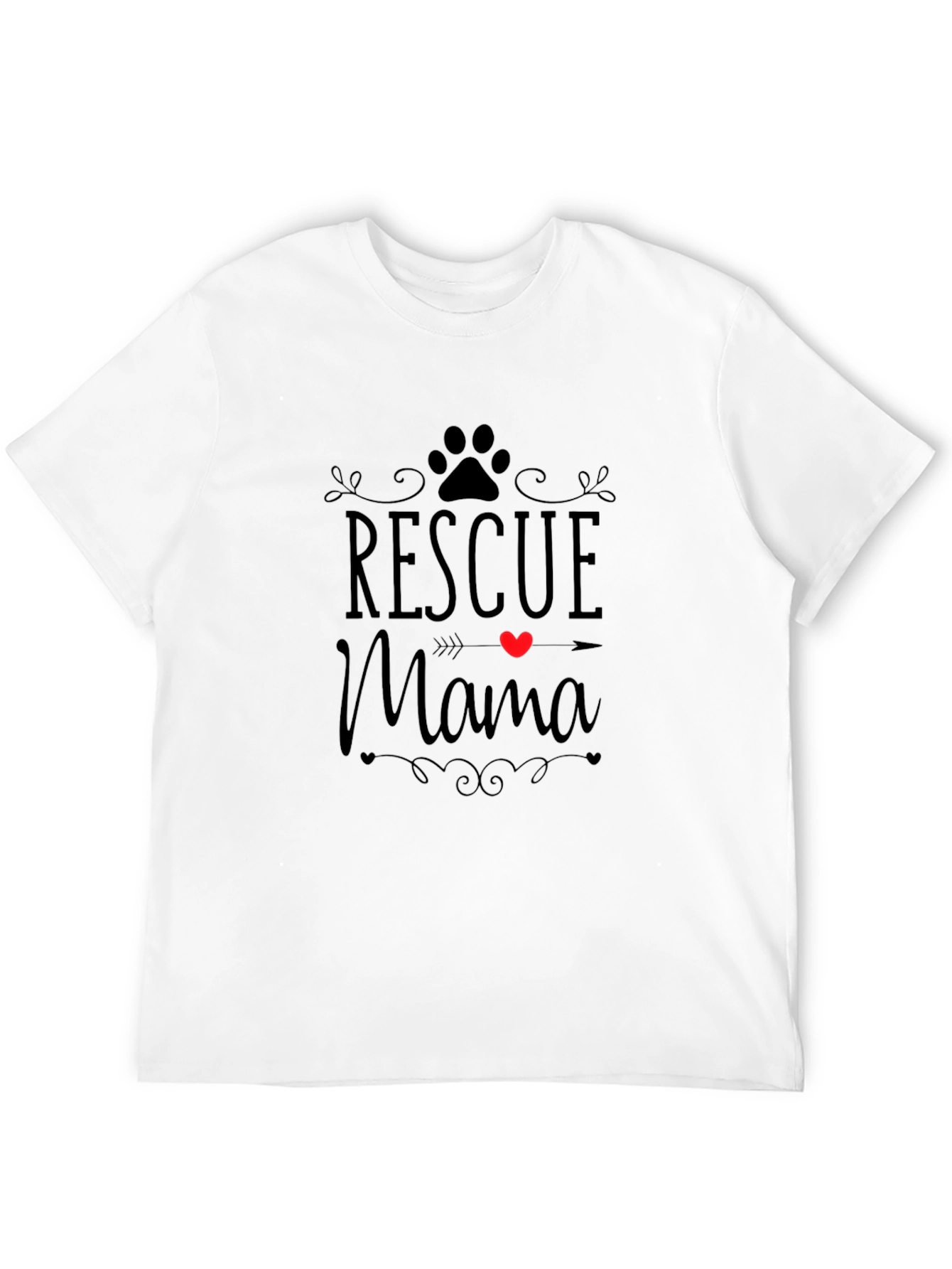 Rescue Mama Dog Paw Heart T-Shirt