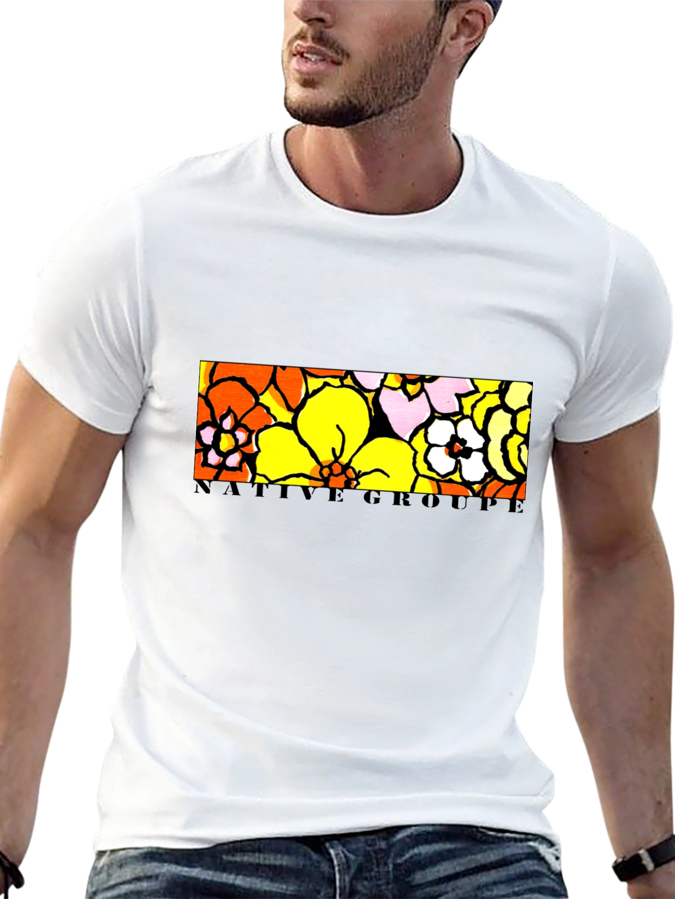 Native Groupe Floral Print Black T-Shirt