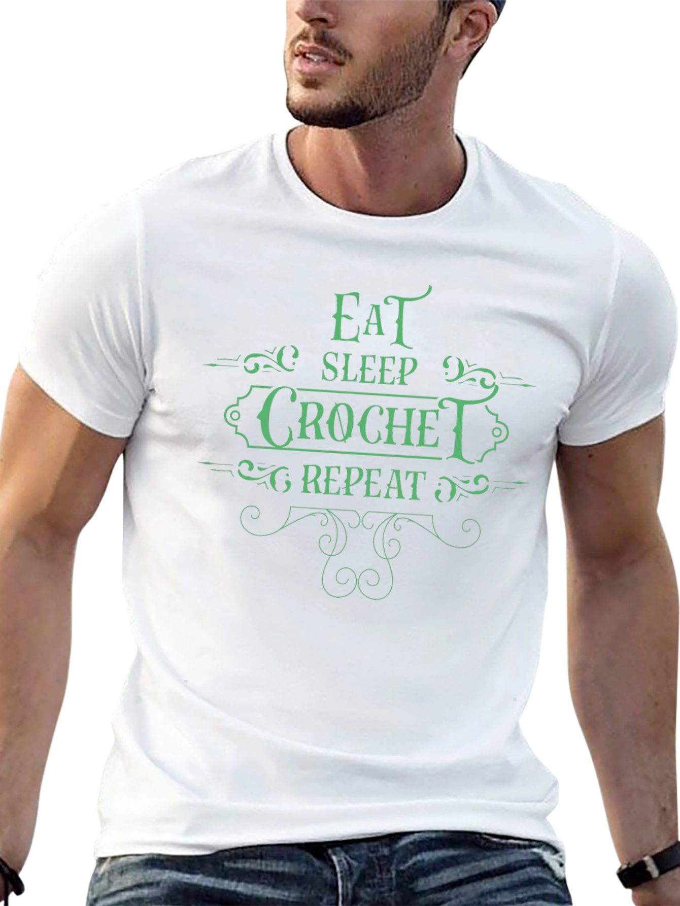 Eat Sleep Crochet Repeat Graphic Tee