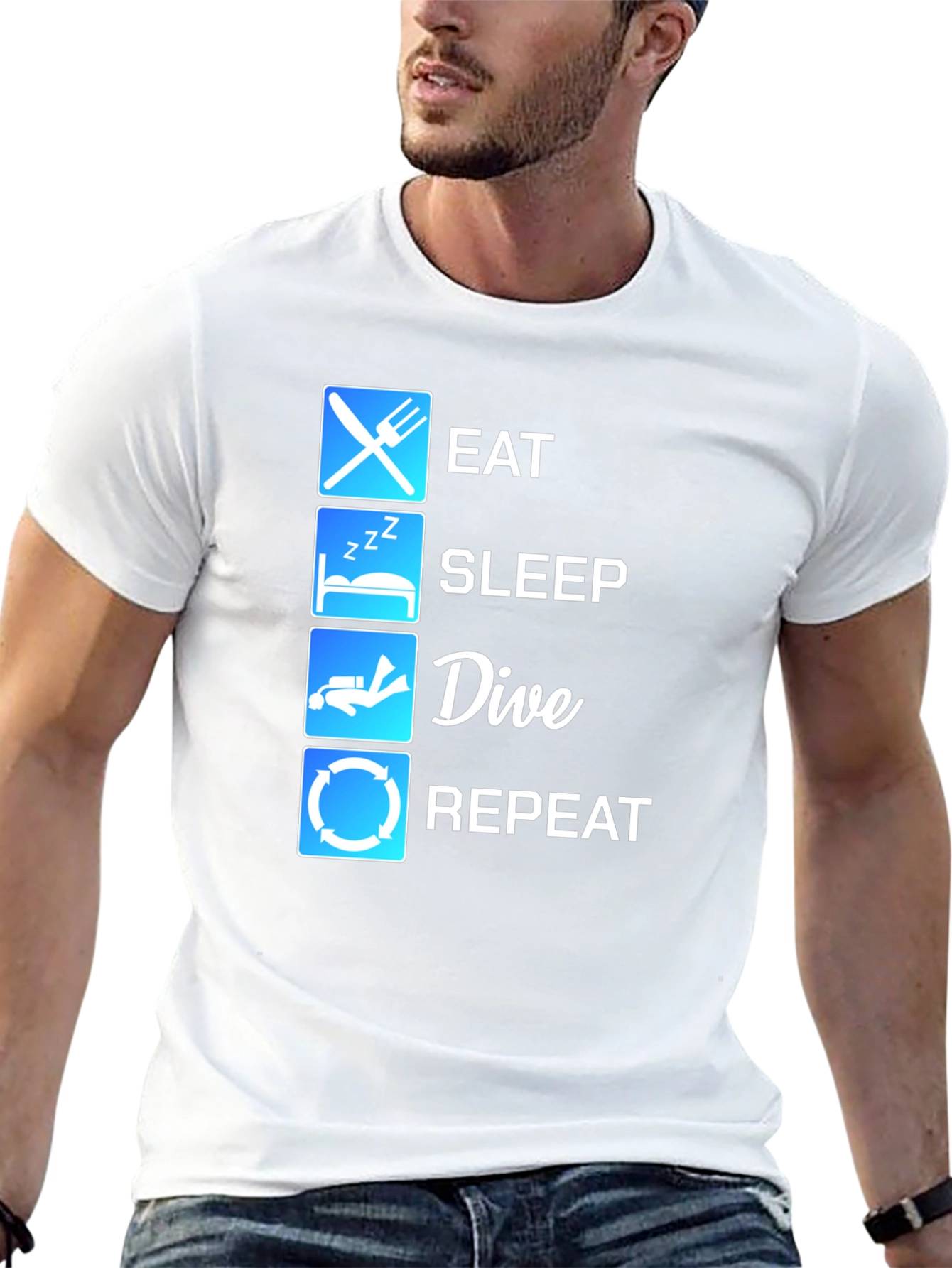 Eat Sleep Dive Repeat Black T-Shirt