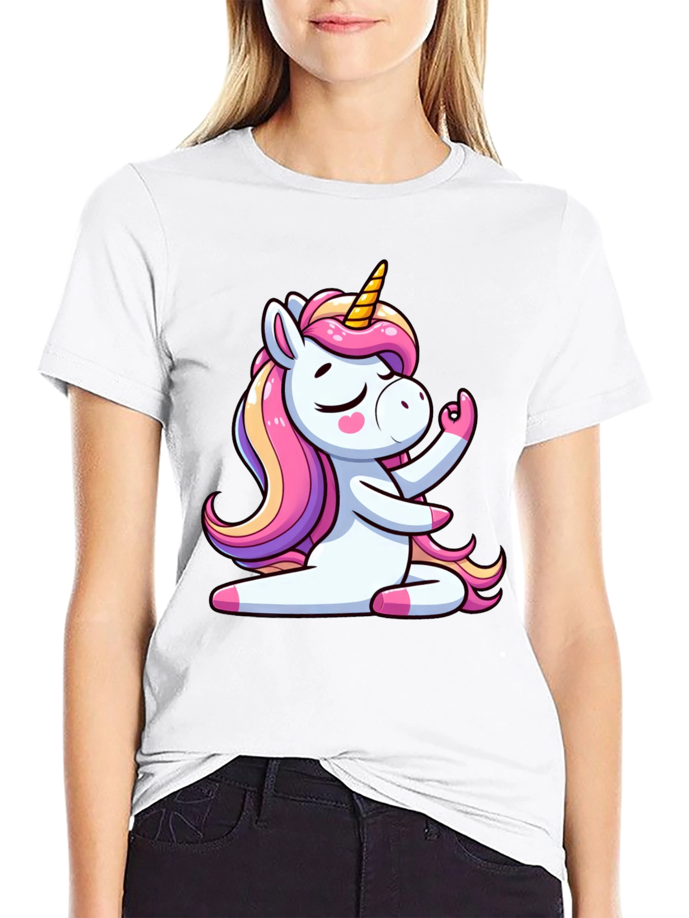Unicorn Meditation Black T-Shirt