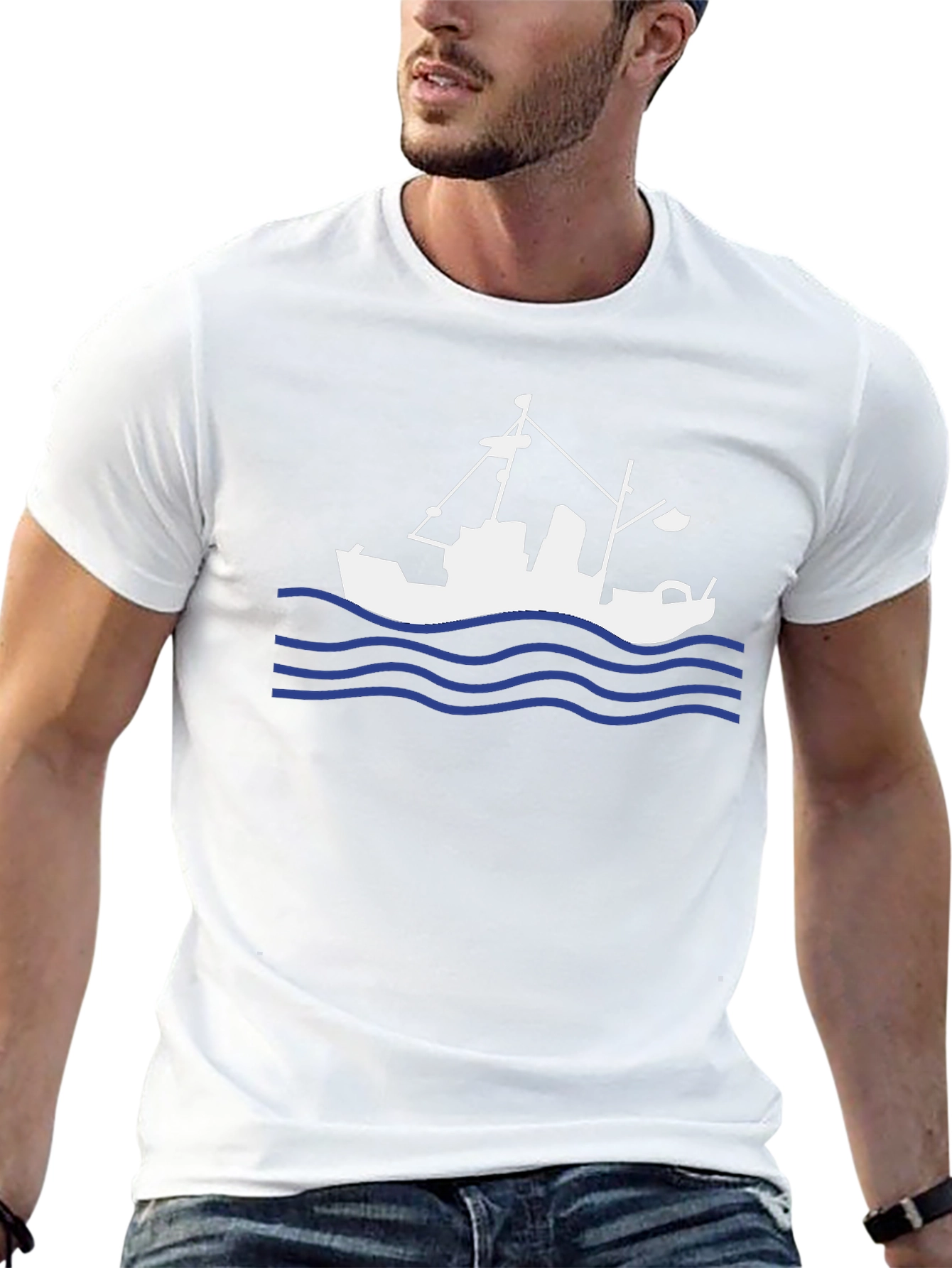 Fishing Boat Graphic Tee - Black
