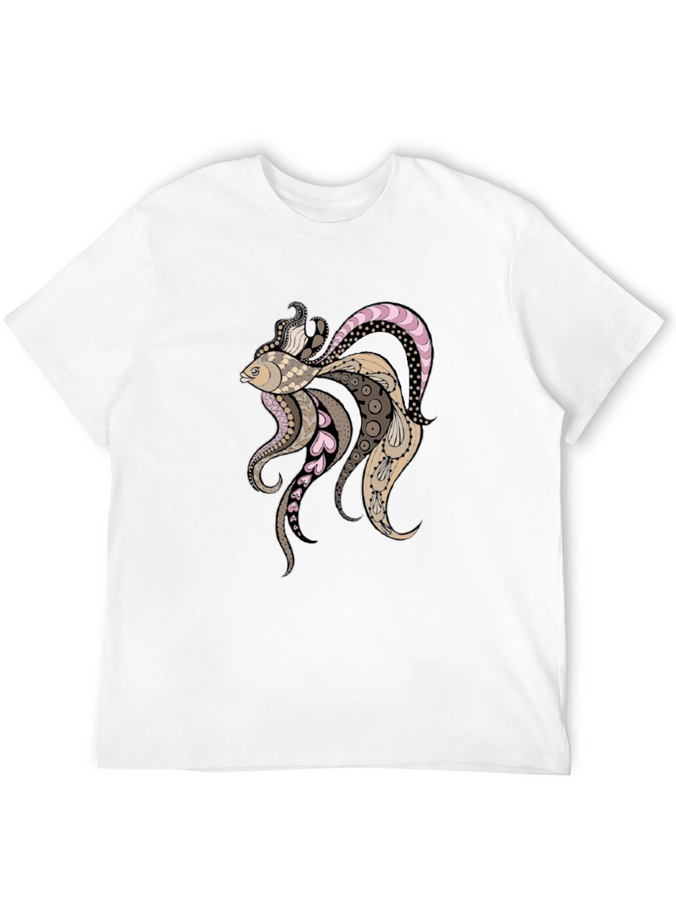 Artistic Koi Fish Graphic Black T-Shirt