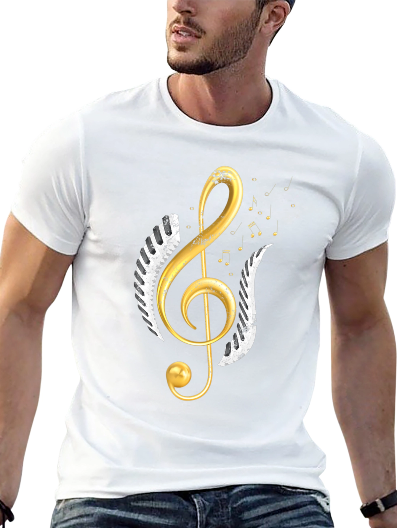 Musical Treble Clef Graphic Tee - Black