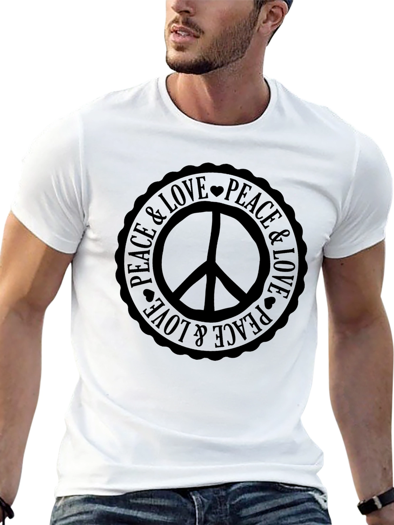 Peace & Love Graphic Tee - Classic Black T-Shirt