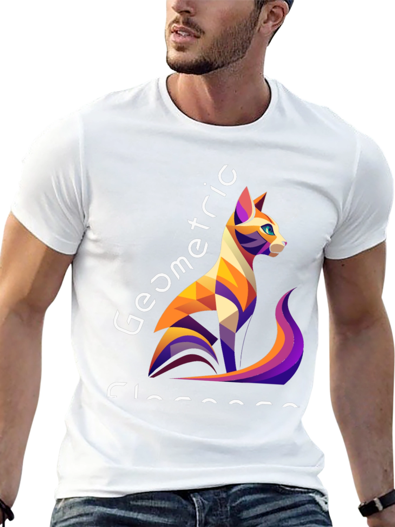 Geometric Cat T-Shirt - Unique Style