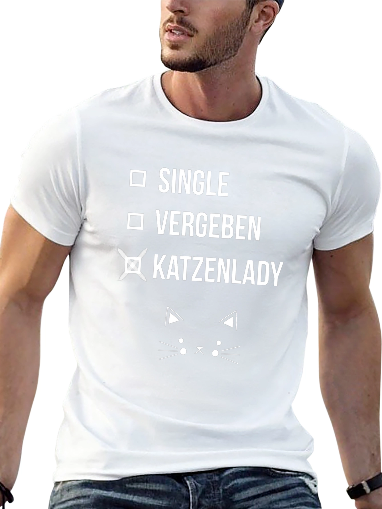 Funny Cat Lady T-Shirt - Single Vergeben Katzenlady