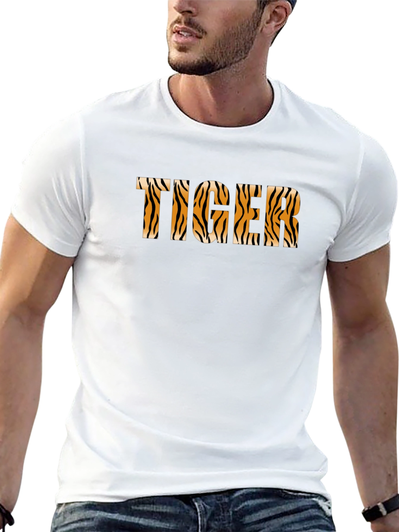 Tiger Print Black T-Shirt