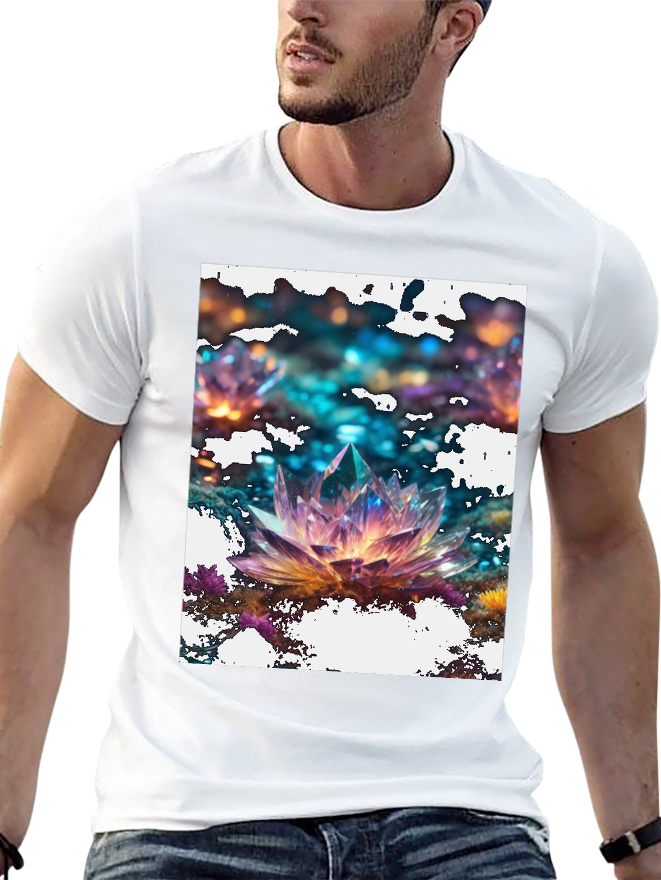 Crystal Lotus Graphic Tee - Mens Black T-Shirt