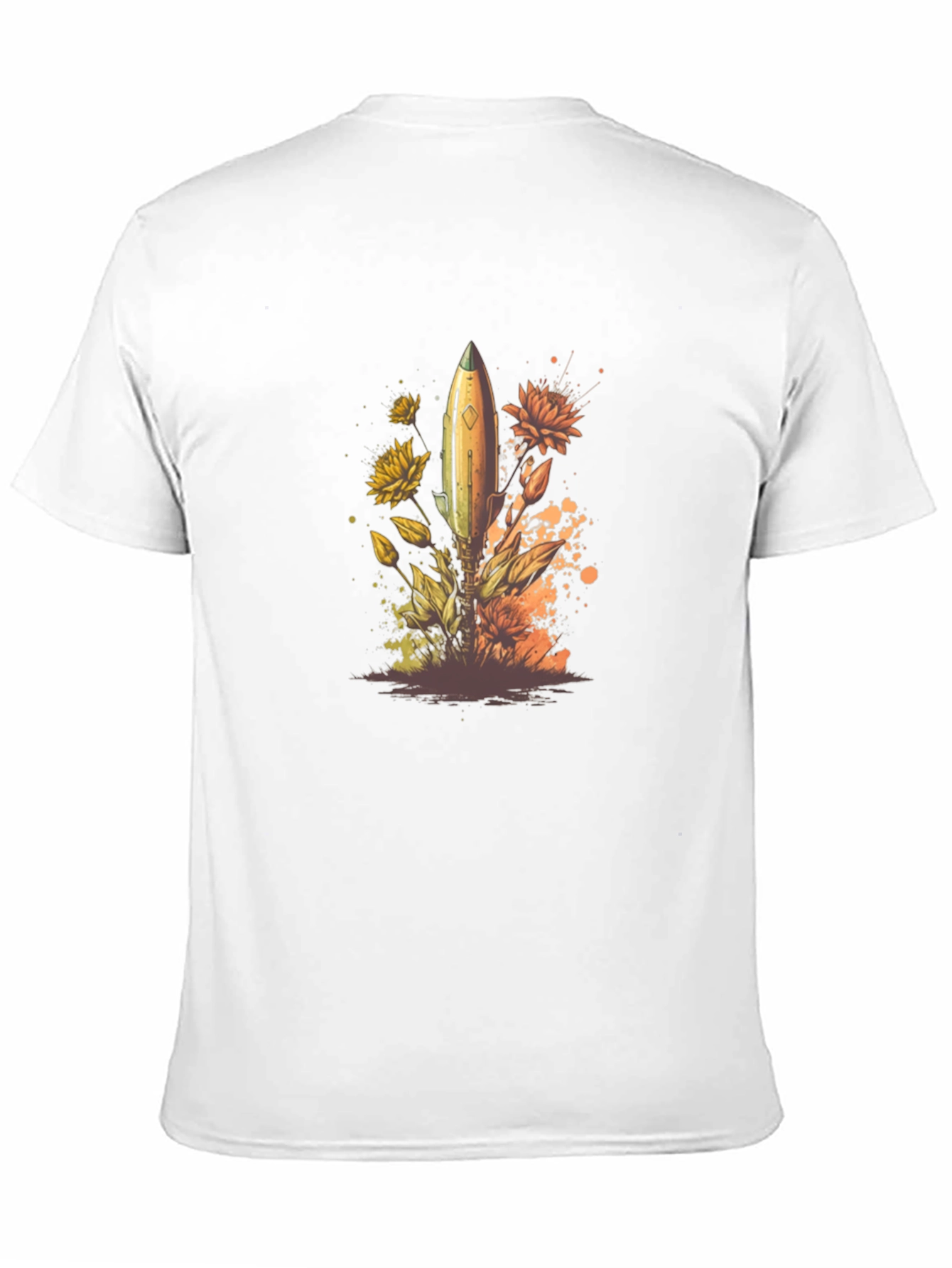 Floral Rocket Mens Black T-Shirt