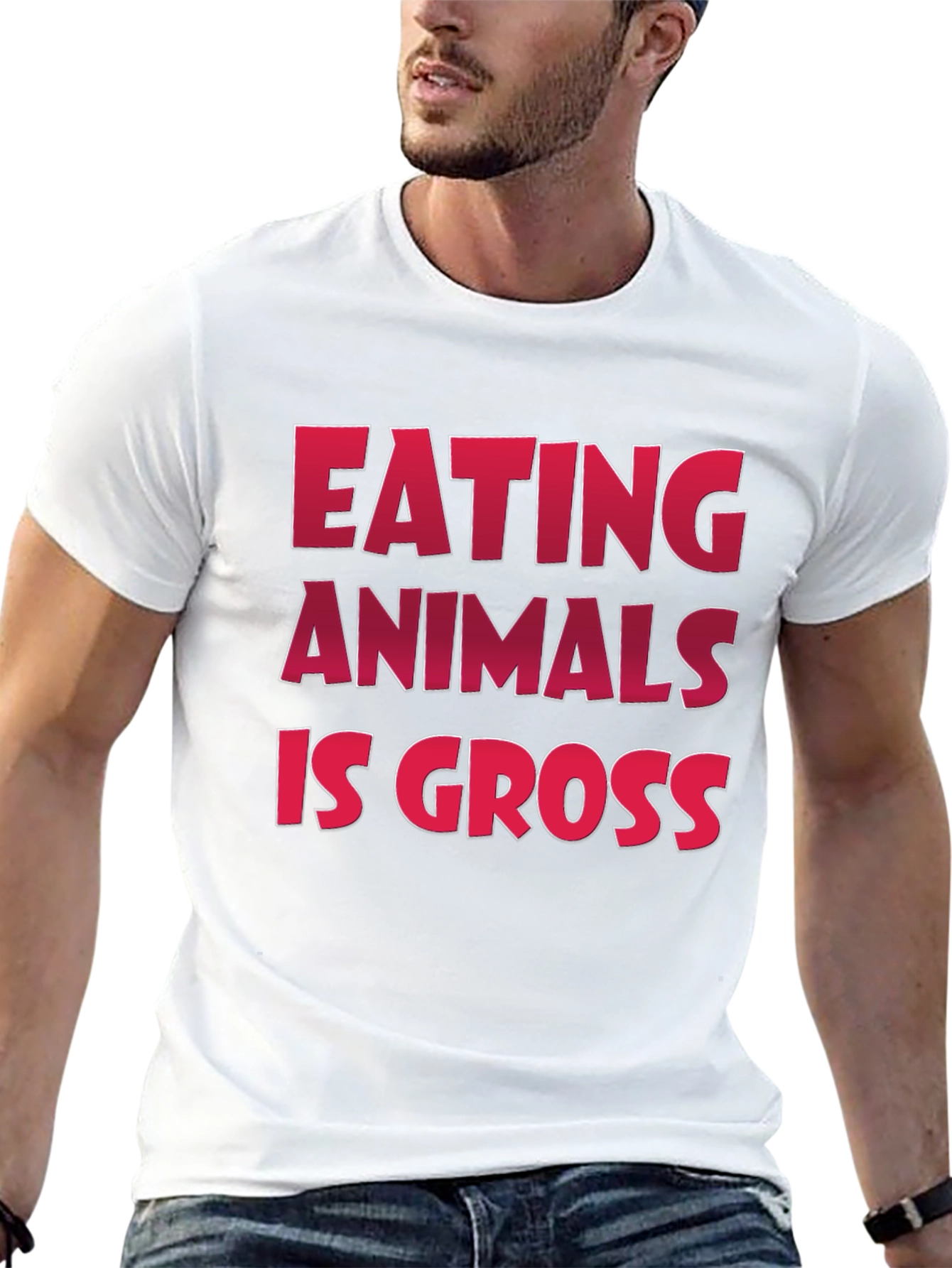 Vegan Slogan T-Shirt: Eating Animals Is Gross Design