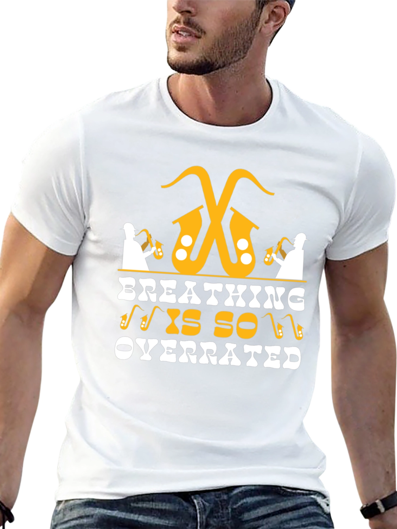 Funny Breathing Is So Overrated Saxophone Player T-Shirt