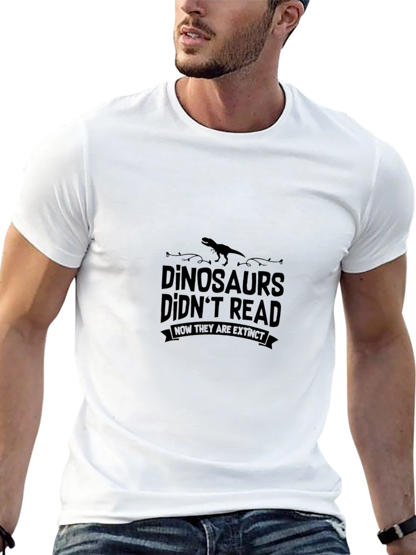 Dinosaurs Didnt Read Extinct Black T-Shirt