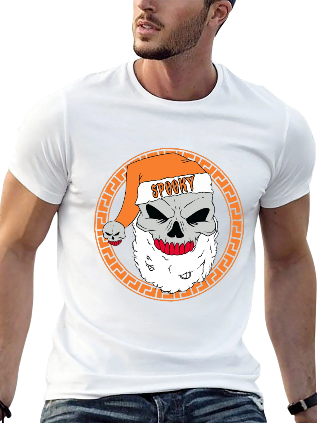 Spooky Santa Skull Graphic Tee