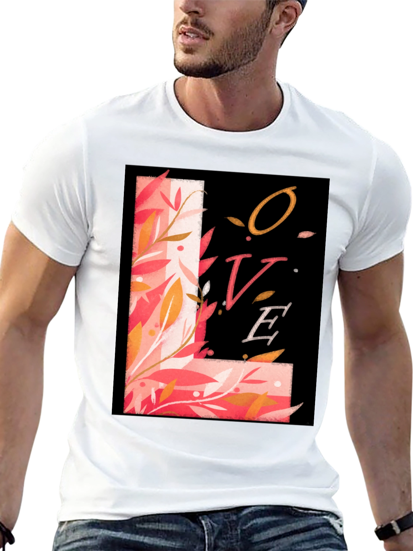 Floral LOVE Graphic Tee - Stylish Black T-Shirt