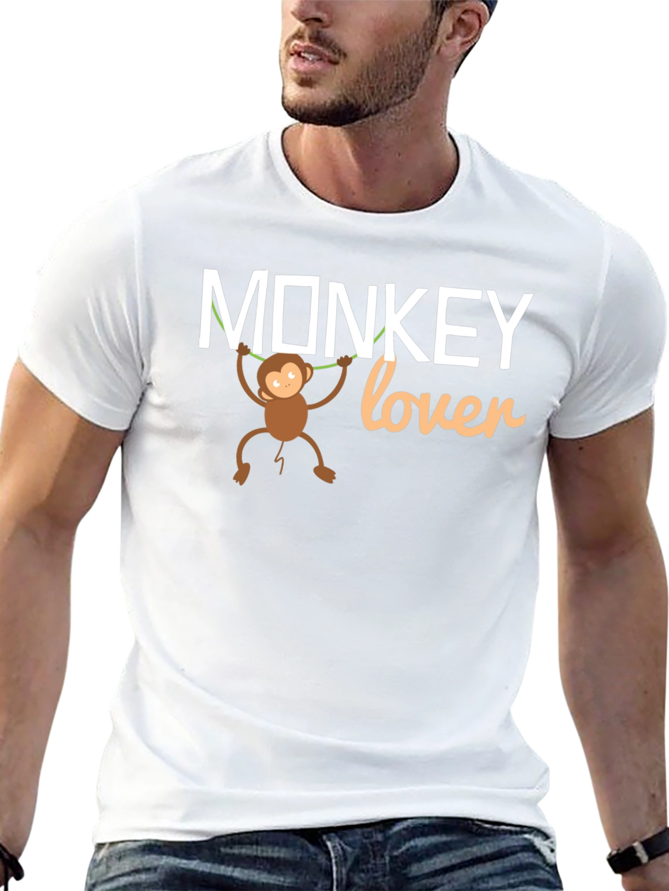 Monkey Lover Graphic Tee - Black Cotton T-Shirt