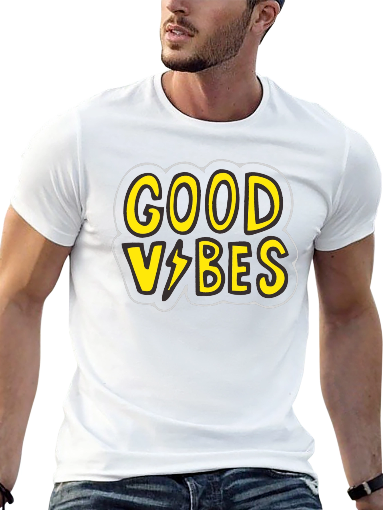 Good Vibes Graphic Tee - Black Cotton T-Shirt