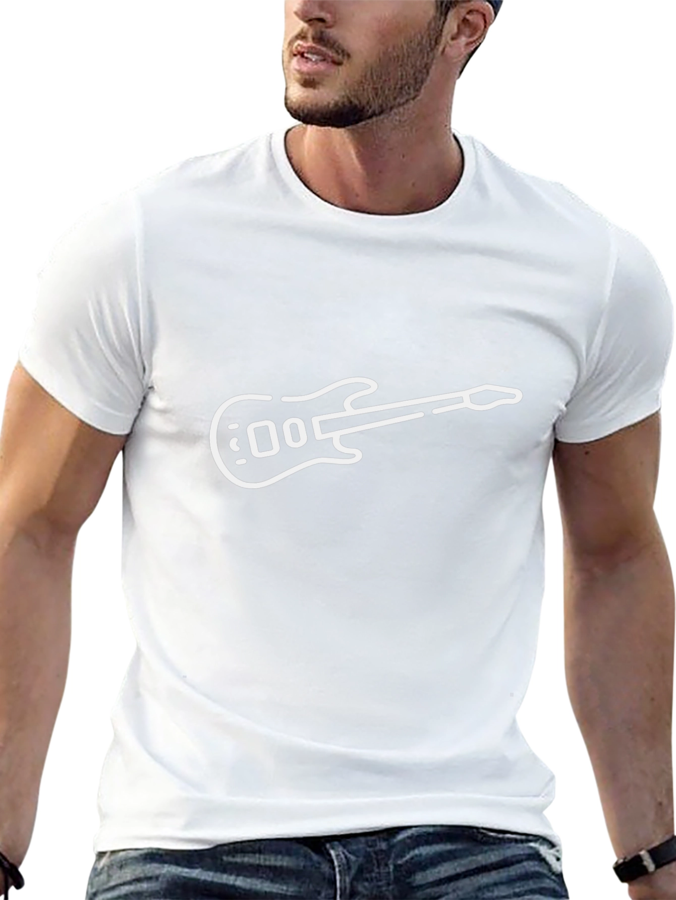 Electric Guitar Graphic Tee - Black Cotton Blend