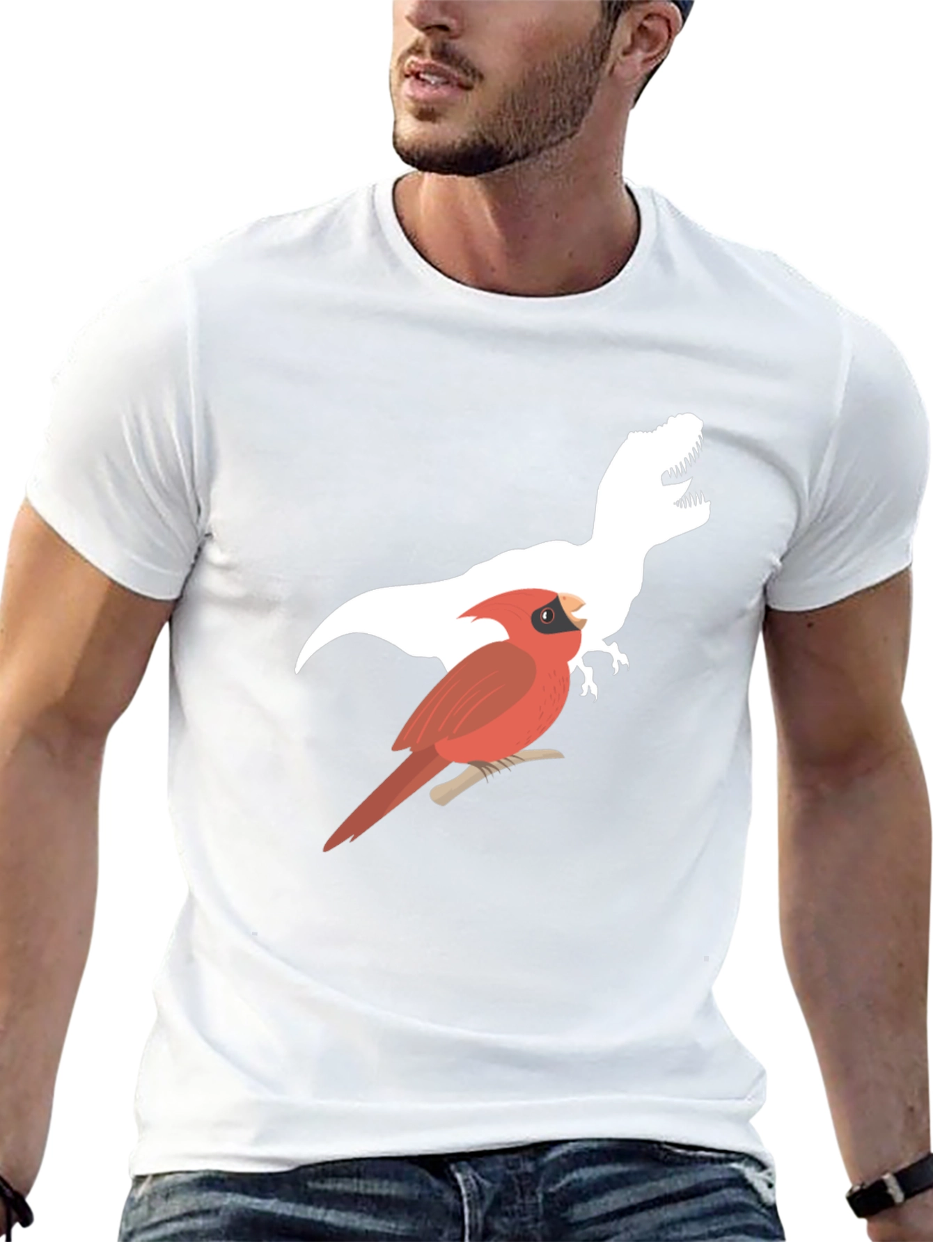 Cardinal & T-Rex Graphic Print Black T-Shirt