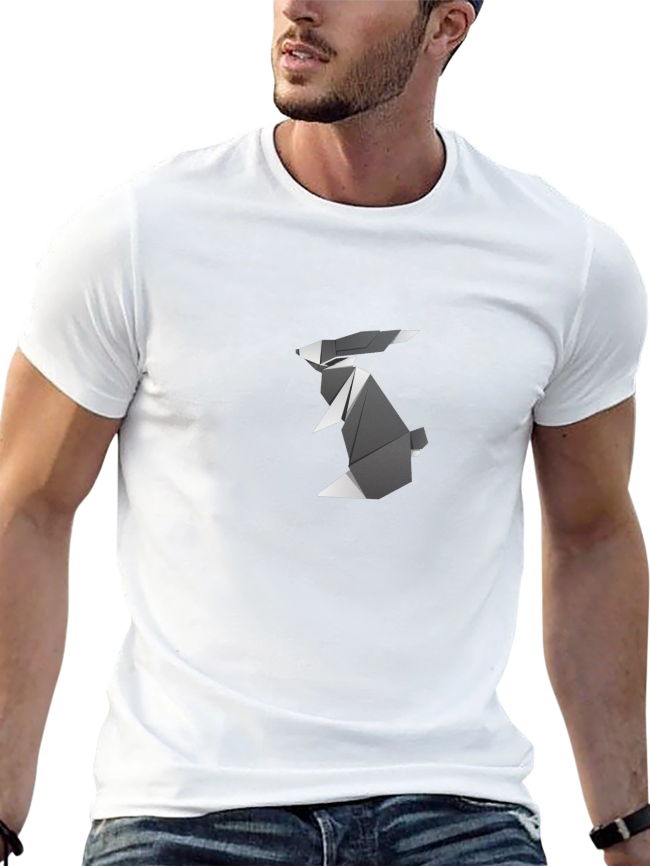 Origami Rabbit Graphic Tee - Modern Design