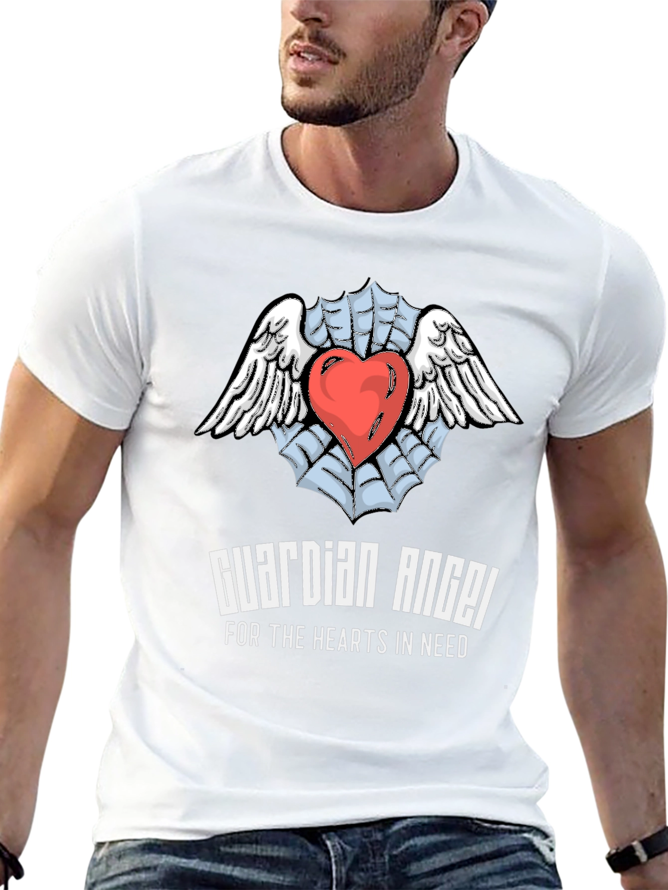 Guardian Angel Heart T-Shirt - Expressive Graphic Tee