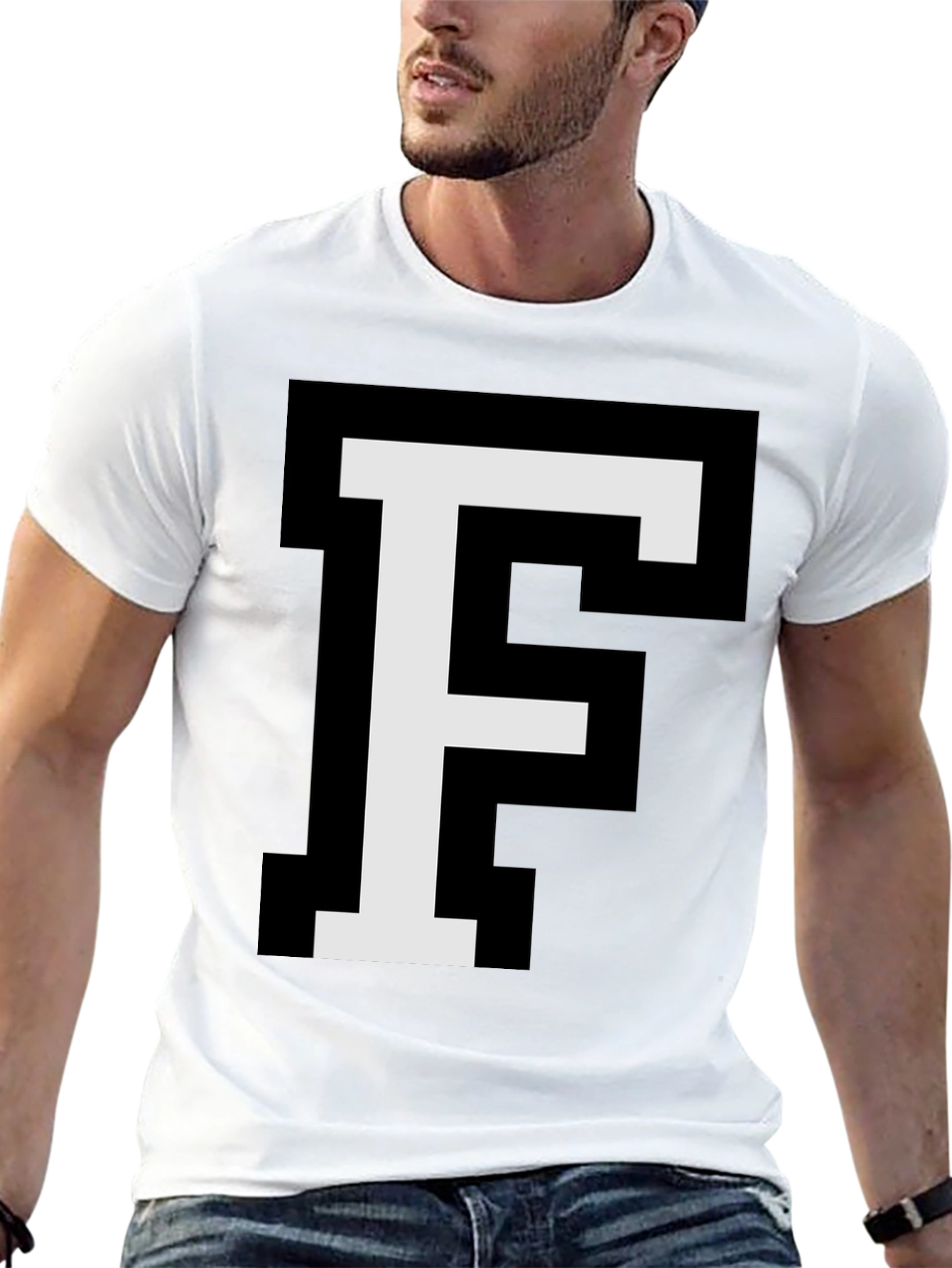 Pixel Letter F Graphic Tee - Retro Gaming Style