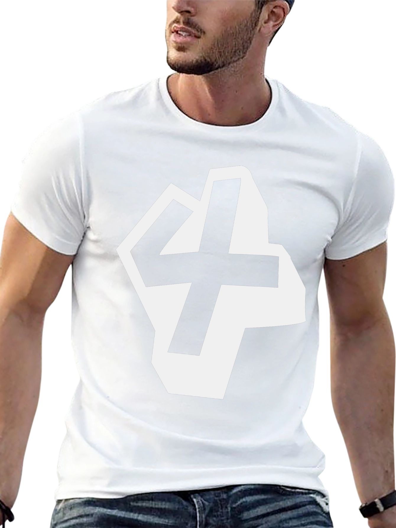 Bold Number 4 Graphic Tee - Black Cotton Blend