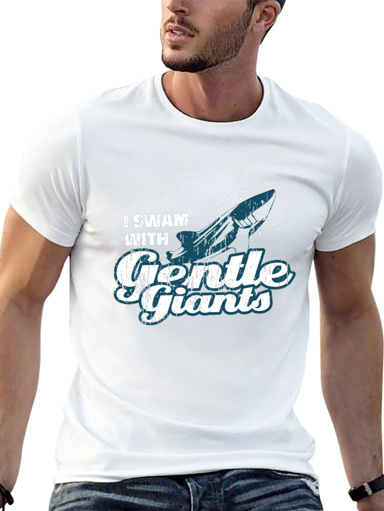 I Swam with Gentle Giants Black Graphic T-Shirt