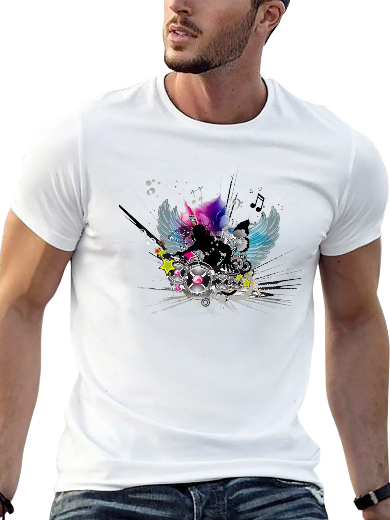 DJ Angel Graphic Black T-Shirt