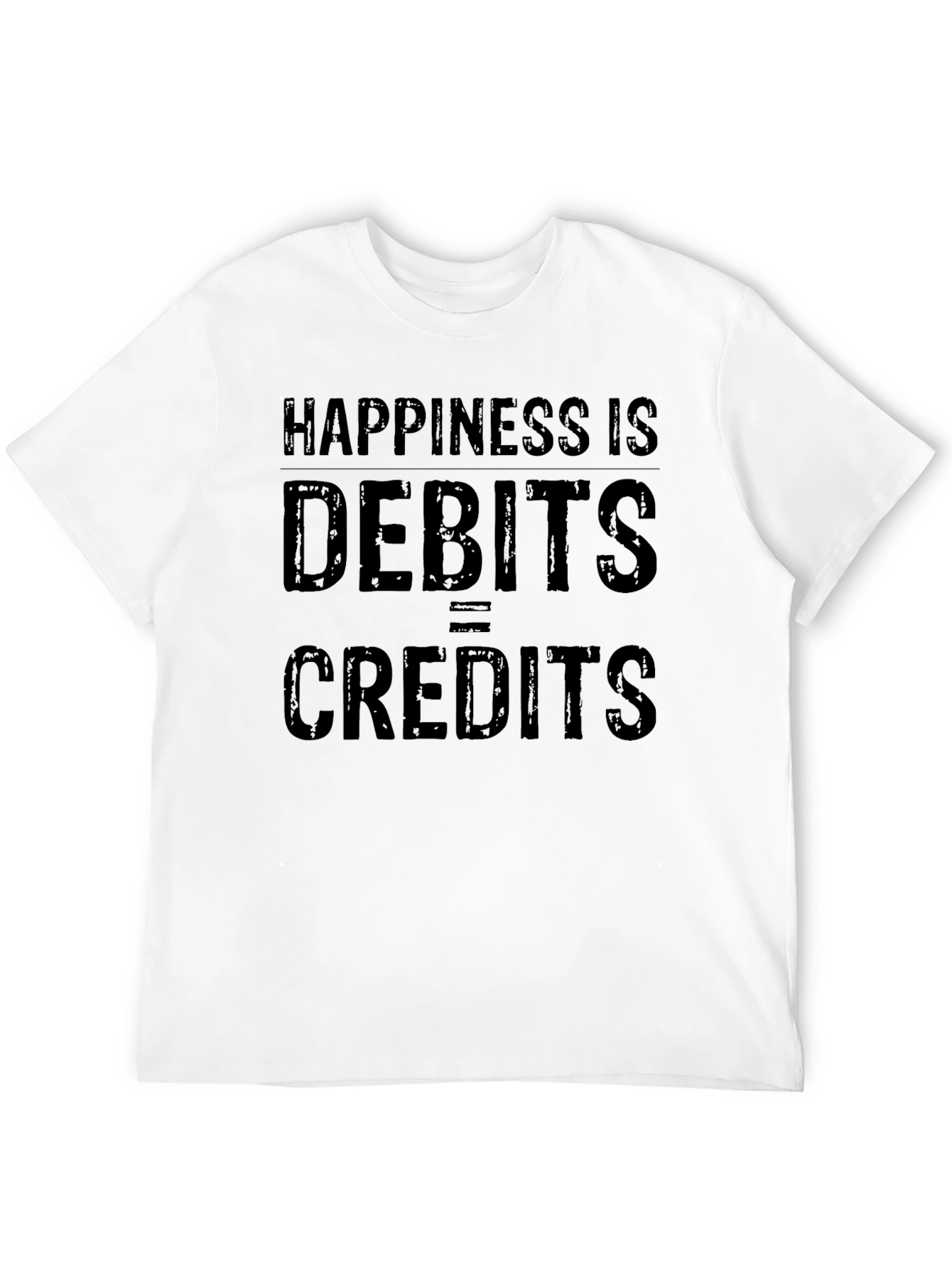 Happiness Is Debits = Credits Black T-Shirt