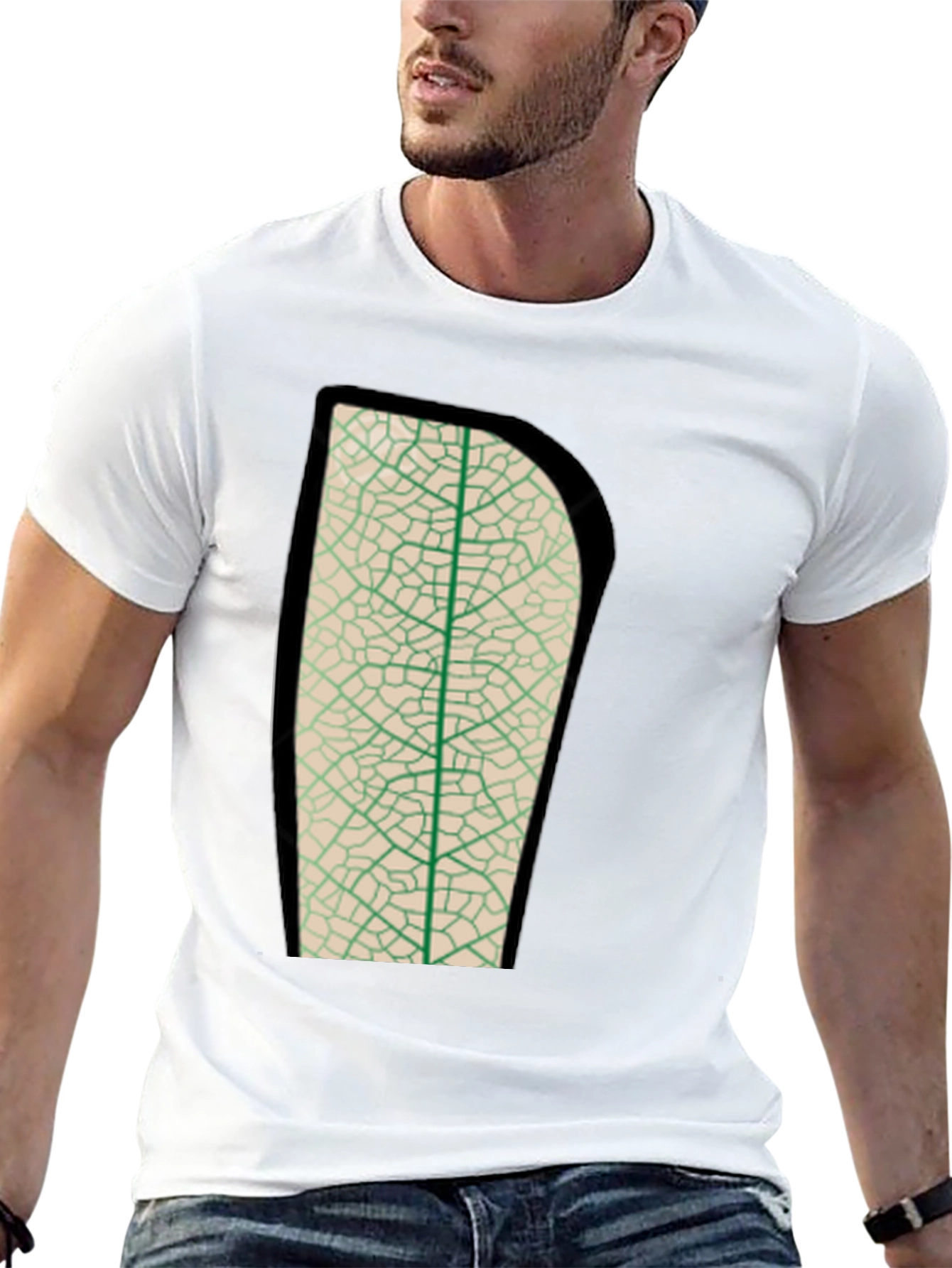 Leaf Vein Graphic Tee - Nature Inspired Print Shirt