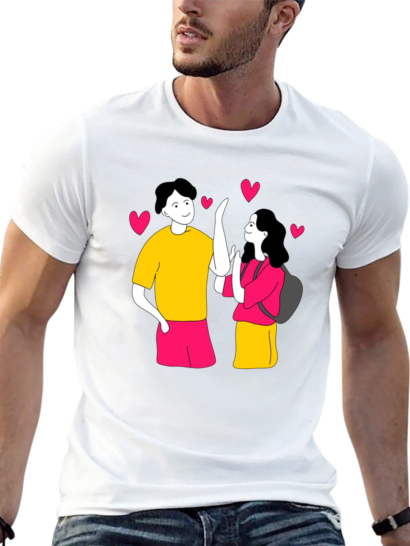 Couple Cartoon Graphic T-Shirt