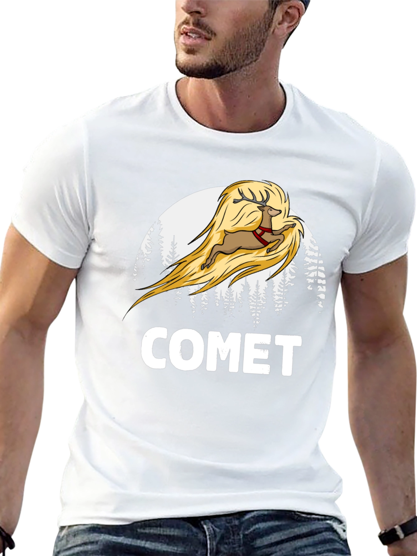 Comet Reindeer Graphic T-Shirt