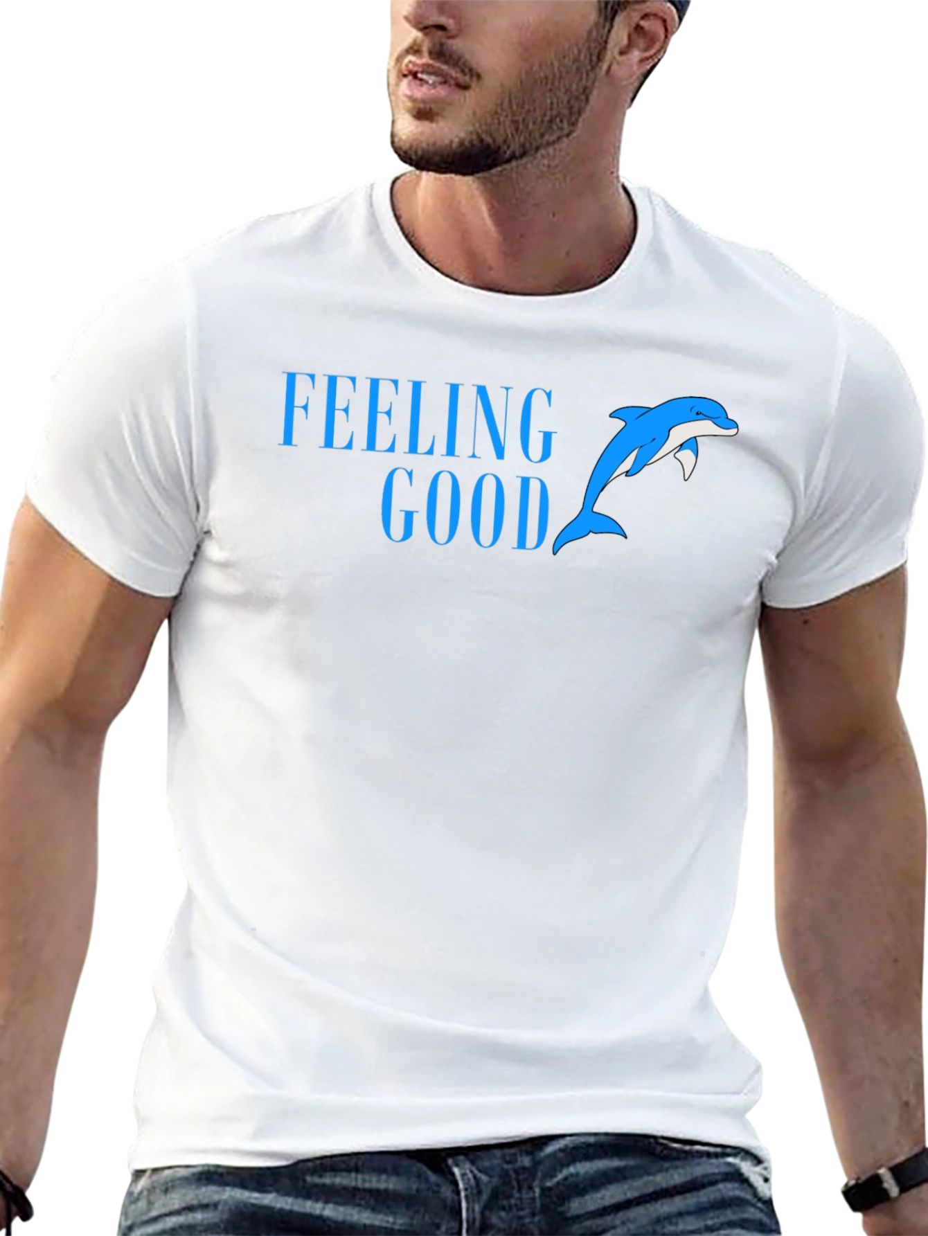 Feeling Good Dolphin Tee - Black Cotton Blend