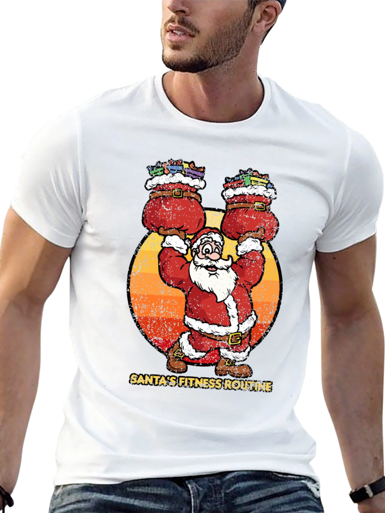 Santas Fitness Routine Graphic T-Shirt