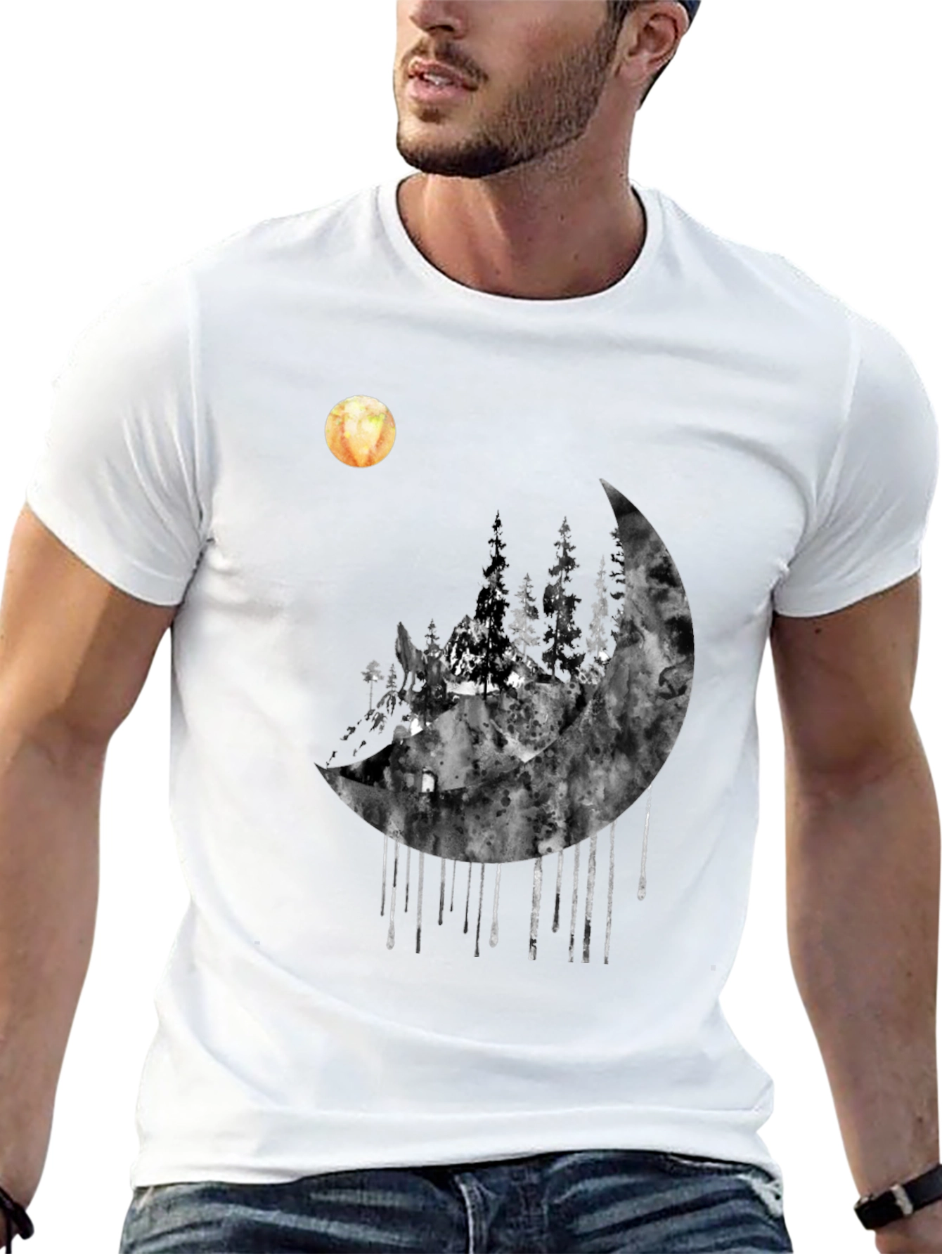 Moonlit Forest Graphic Tee - Black