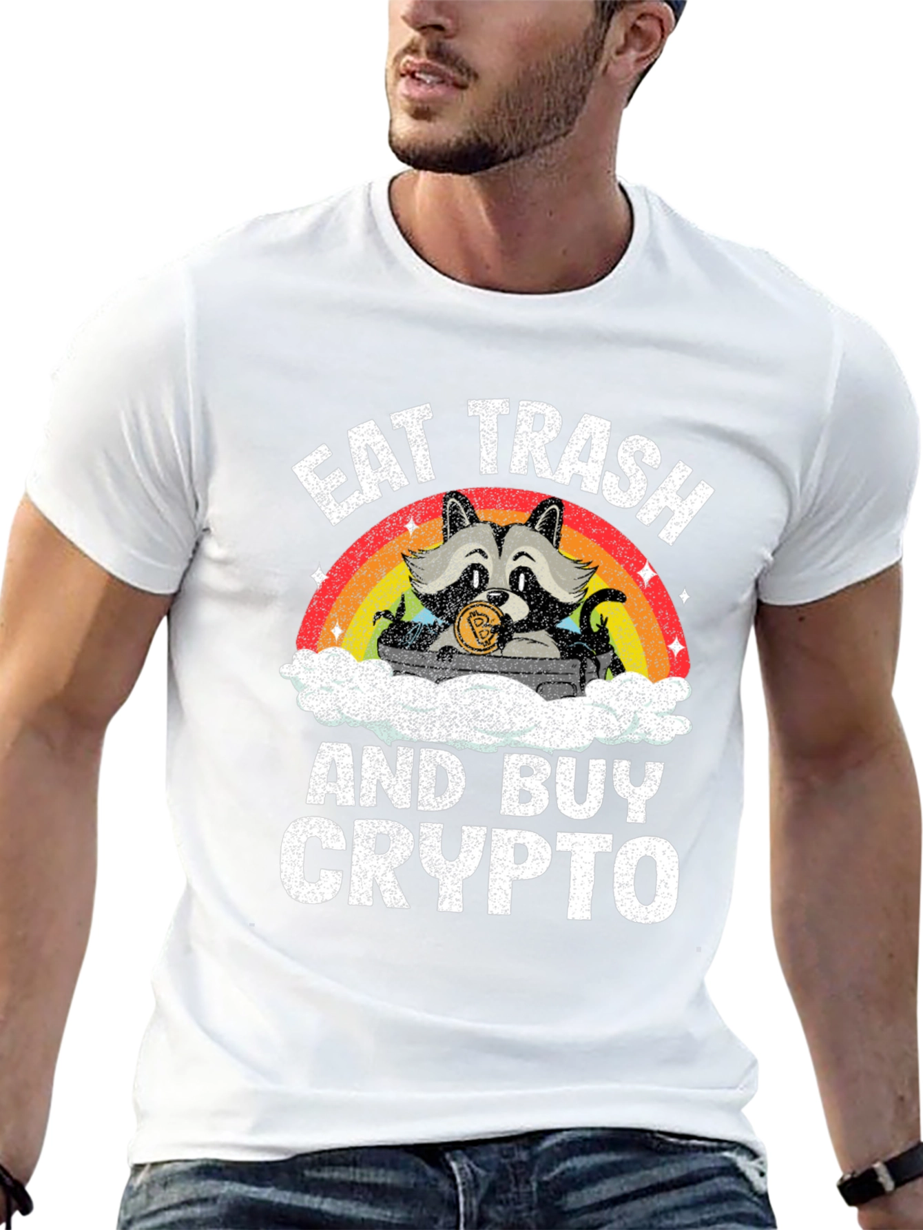 Eat Trash and Buy Crypto T-Shirt - Raccoon Design