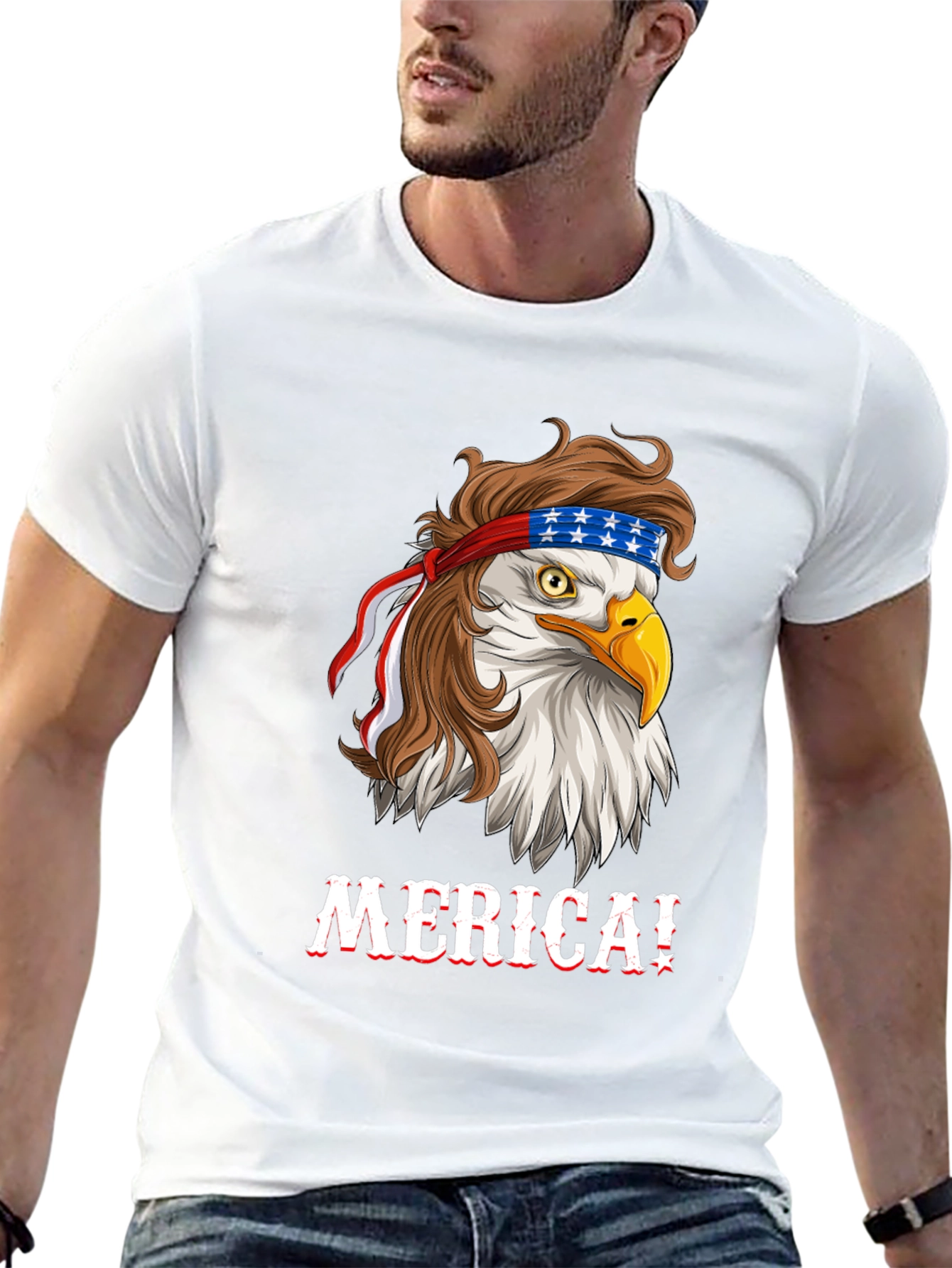 Patriotic Bald Eagle Merica Graphic T-Shirt