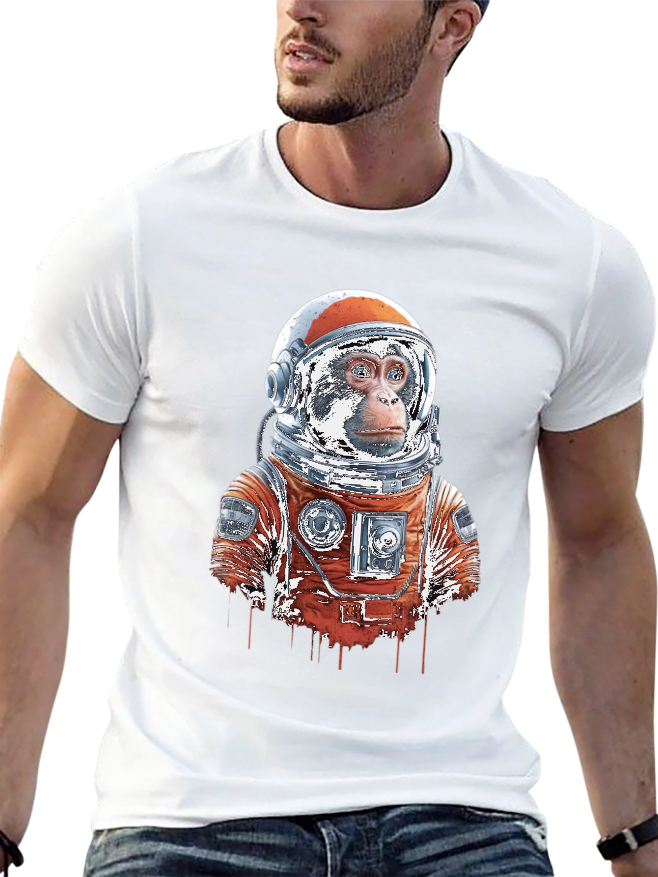 Astro-Monkey Black T-Shirt: Galactic Style!