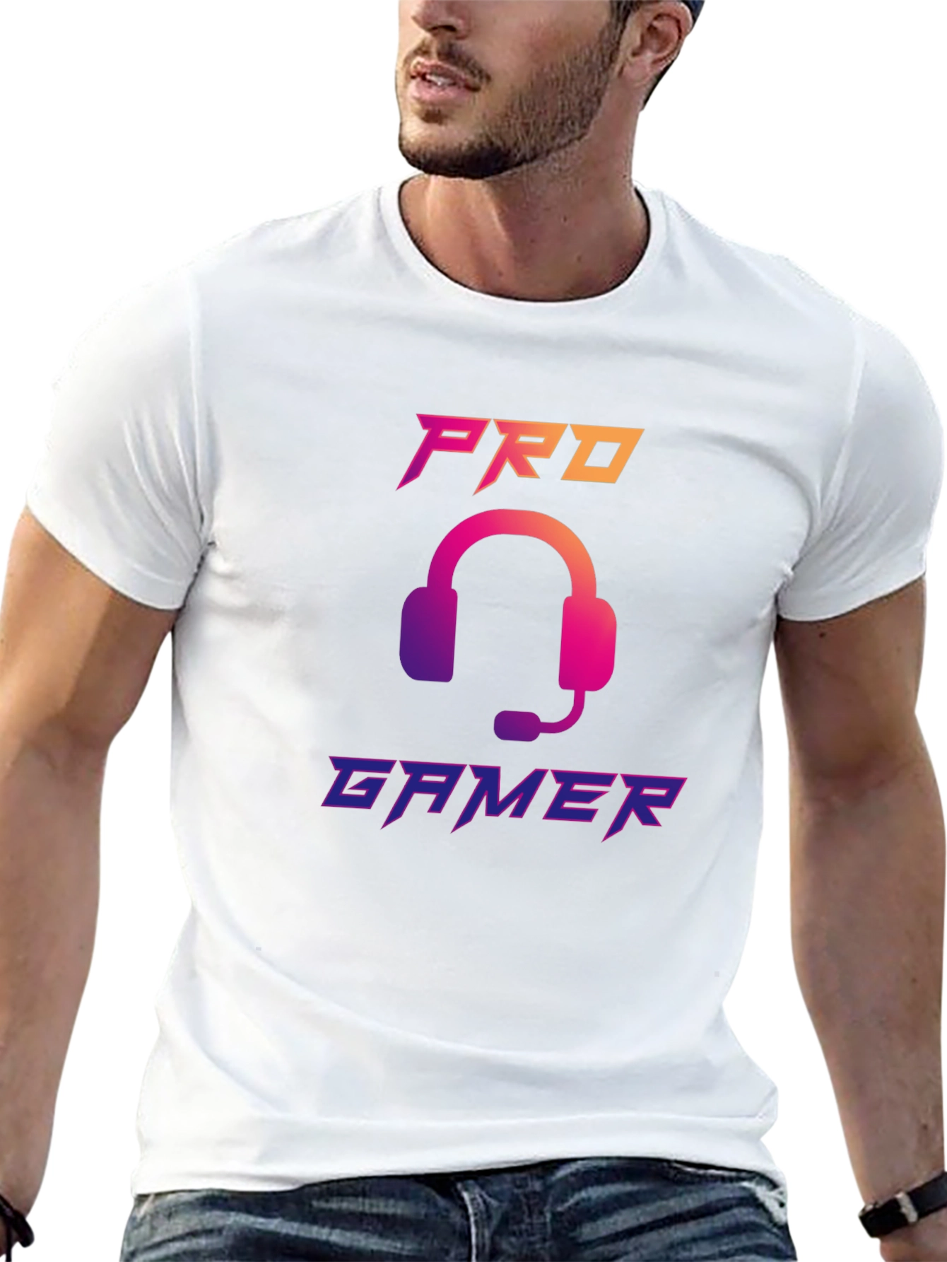 Pro Gamer Black T-Shirt with Headset Design