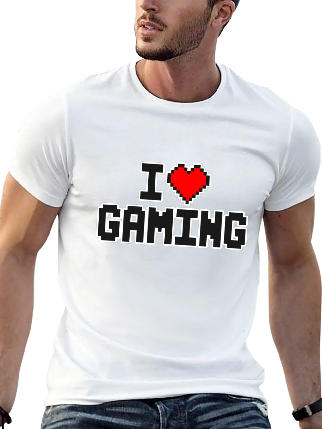 I Love Gaming Pixel Art Black T-Shirt
