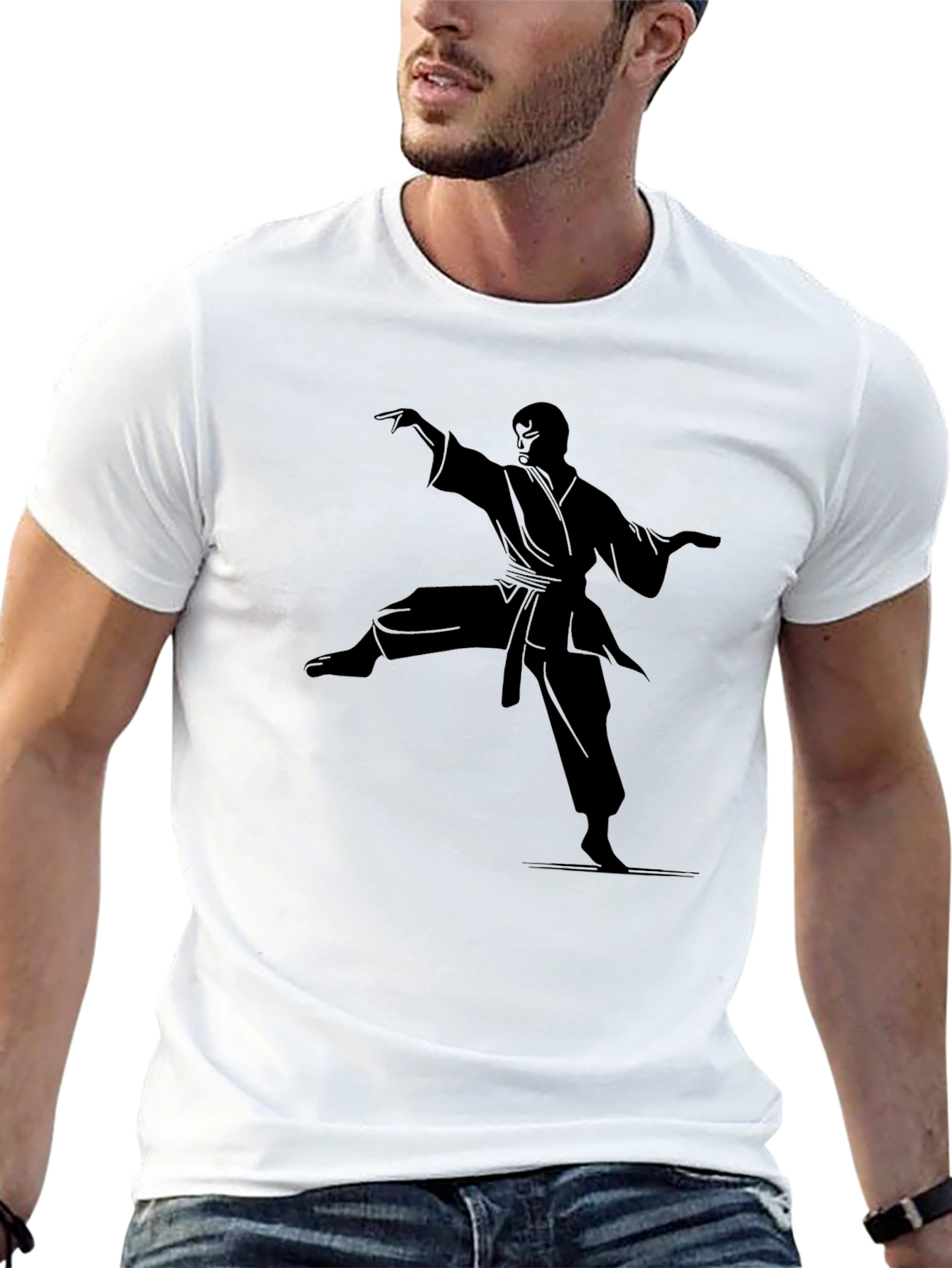 Black Karate Silhouette Graphic Tee