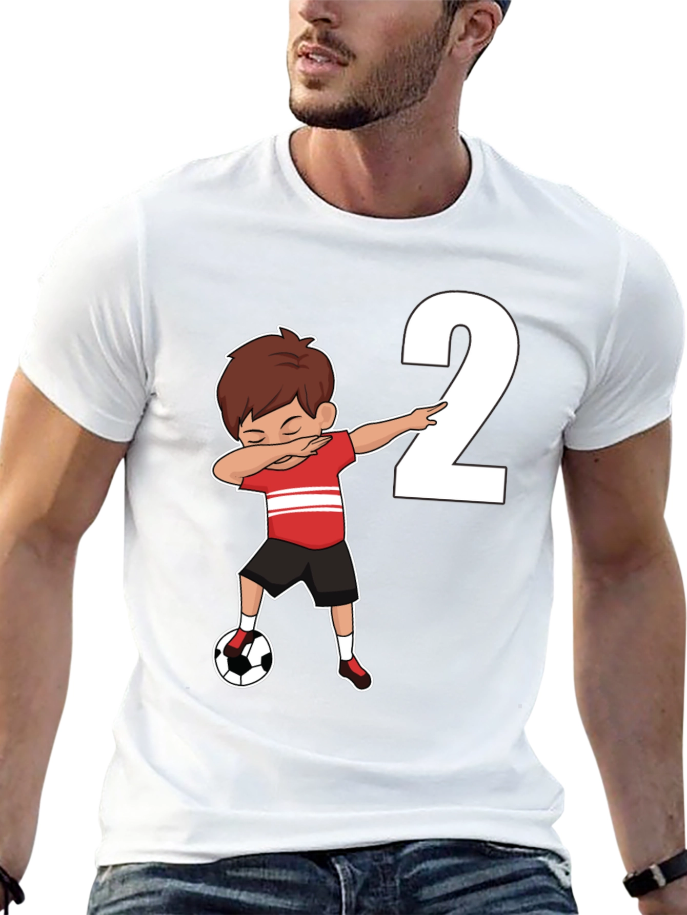 Boys Black Soccer Birthday T-Shirt - Number 2