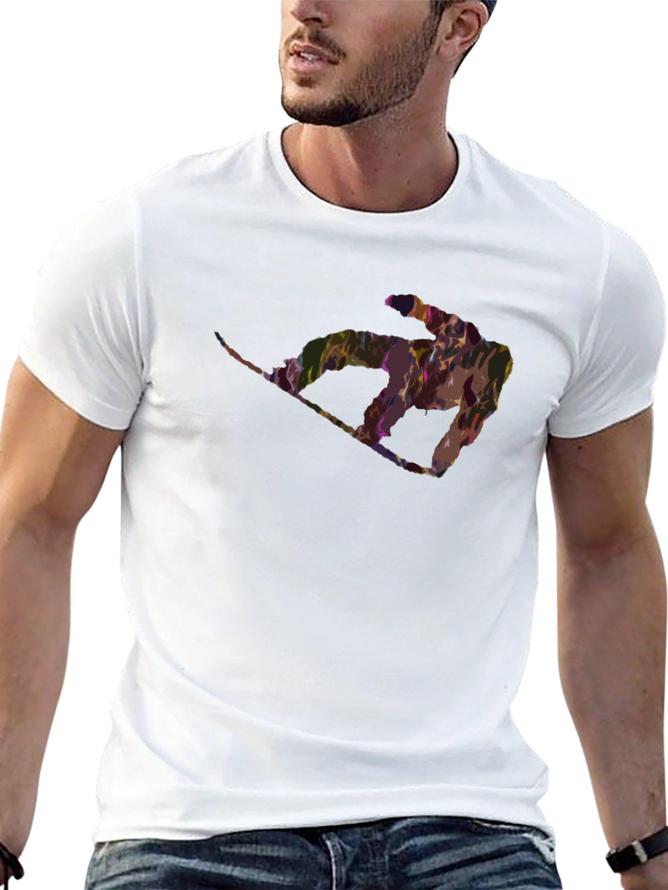 Abstract Snowboarder Black Tee