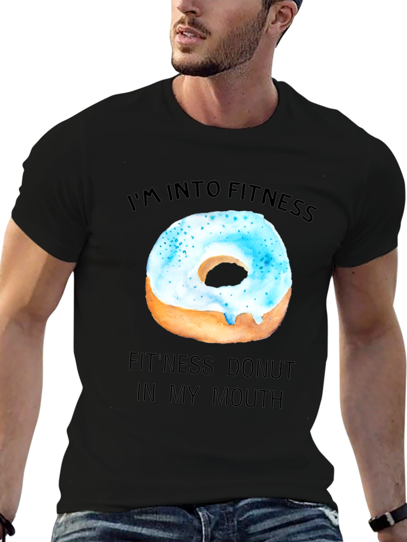 Fitness Donut Graphic Tee - Black Casual T-Shirt